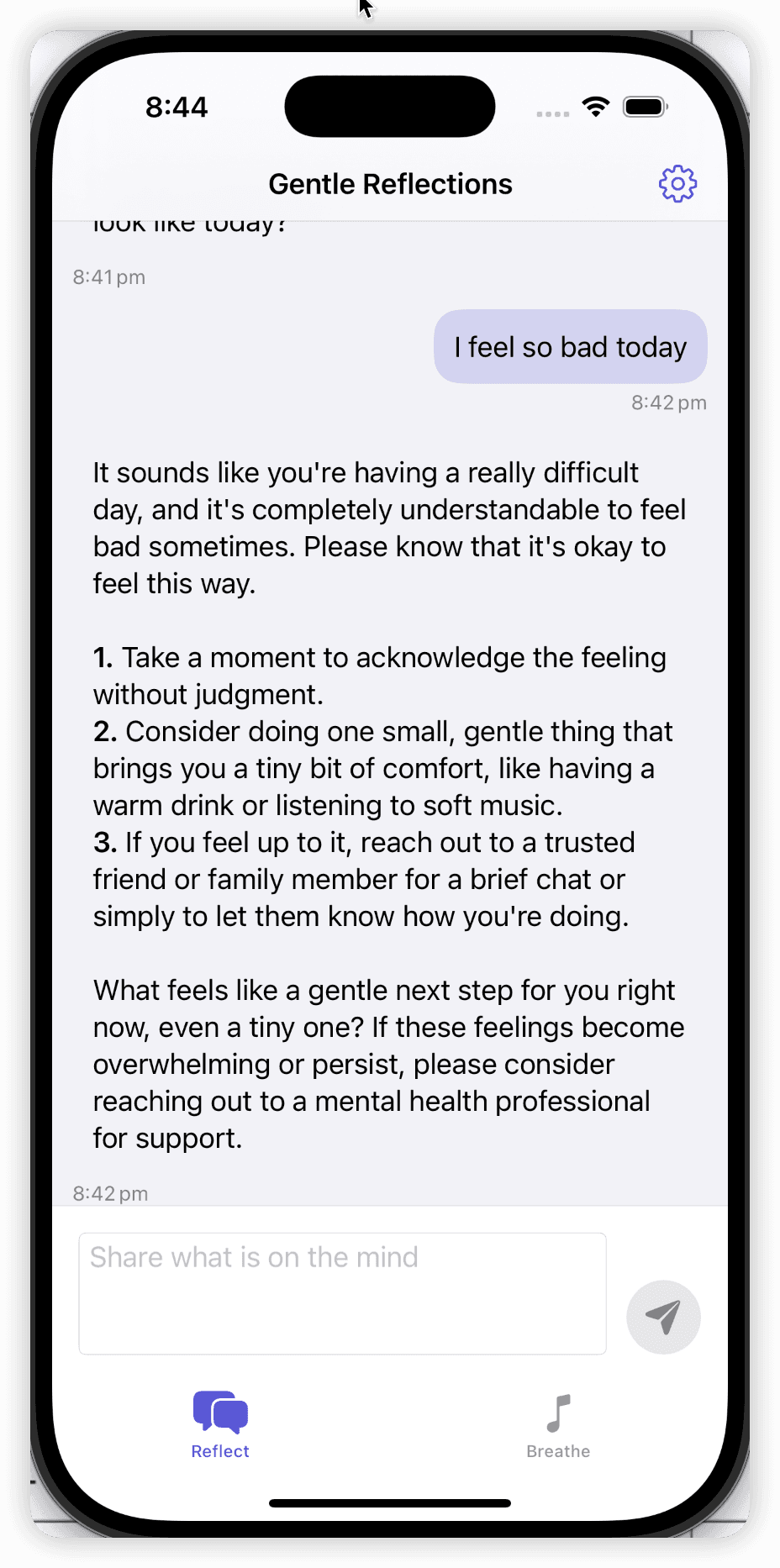 Tranquil Mental Health Companion screenshot 1